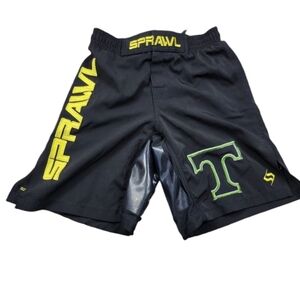 SPRAWL Shorts Men's 28 Black MMA Fighting Boxing Training Stretch Drawstring